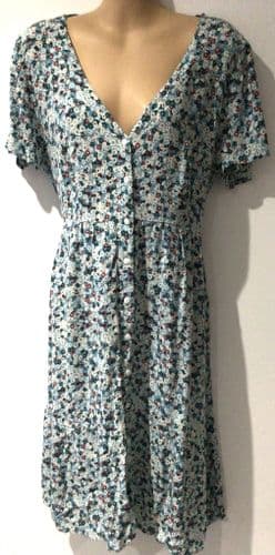 SERAPHINE TEAL FLORAL BUTTON THROUGH SHIRT DRESS SIZE 12