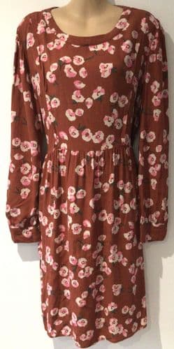 SERAPHINE TERRACOTTA BLOSSOM PRINT ZIP NURSING MIDI DRESS SIZE 16