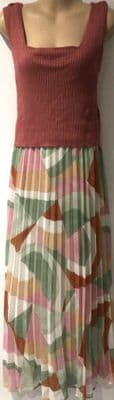 SERAPHINE TERRACOTTA PLEAT 2 PIECE NURSING MAXI DRESS SIZE 16