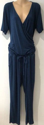 SERAPHINE TURQUOISE WRAP LOUNGEWEAR ONESIE JUMPSUIT L 14-16