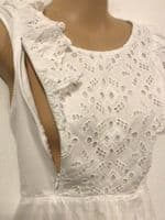 SERAPHINE WHITE COTTON NURSING BRODERIE FRILL VEST TOP SIZE 12