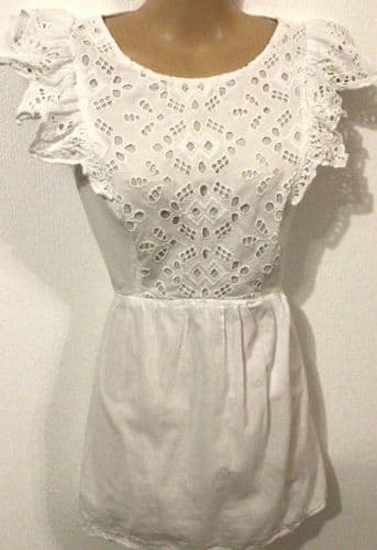 SERAPHINE WHITE COTTON NURSING BRODERIE FRILL VEST TOP SIZE 12