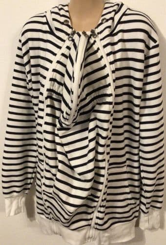 SERAPHINE WHITE/NAVY STRIPE 3 IN 1 BABY WEARING ZIP HOODIE JACKET M 12-14