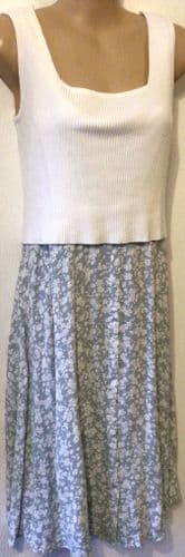 SERAPHINE WHITE/PALE BLUE FLORAL 2 PIECE NURSING JUMPER DRESS SIZE 14