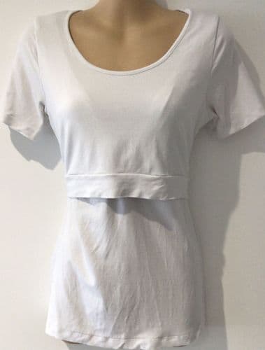 SERAPHINE WHITE SHORT SLEEVED NURSING TOP SIZE M/12