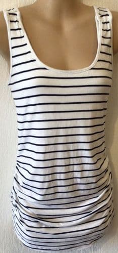 SERAPHINE WHITE STRIPE LONG MATERNITY/NURSING VEST TOP SIZE M/12