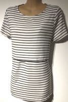 SERAPHINE WHITE STRIPE SHORT SLEEVED NURSING TOP SIZE L 14-16