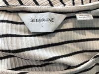 SERAPHINE WHITE STRIPE SHORT SLEEVED NURSING TOP SIZE L 14-16
