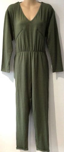 SIENNA APPAREL ORGANIC JERSEY ZIP NURSING KHAKI JUMPSUIT NEW SIZE 10/12