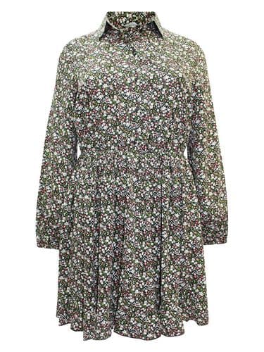 SIMPLY BE BLACK DITSY FLORAL BUTTON SHIRT DRESS NEW SIZES 14-32