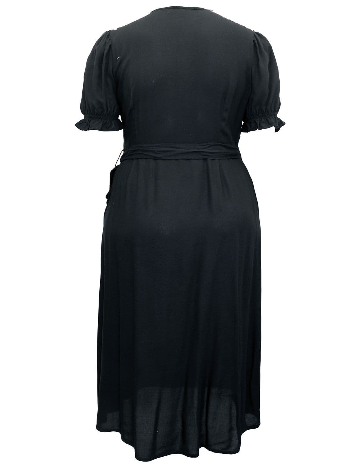 SIMPLY BE BLACK EMBROIDERED WRAP MIDI DRESS NEW SIZES 12-22