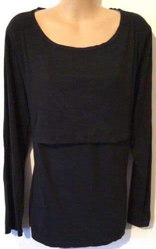 SMALLSHOW BLACK FLAP FRONT NURSING T-SHIRT TOP XXL 20-22