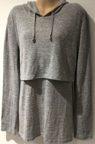 SMALLSHOW GREY SOFT KNIT ZIP NURSING HOODIE SIZE L 14 (1)