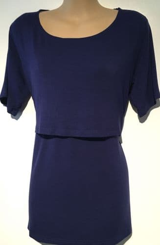 SMALLSHOW NAVY BLUE FLAP FRONT NURSING T-SHIRT TOP SIZE M/12
