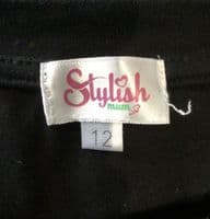 STYLISH MUM BLACK MATERNITY/NURSING PYJAMA SET LOUNGEWEAR SIZE 12