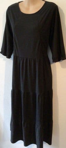 STYLISH MUM BLACK MIDI ZIP TIERED NURSING DRESS SIZE 10