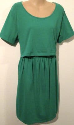 STYLISH MUM GREEN JERSEY MATERNITY/NURSING DRESS SIZE 10