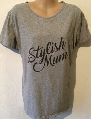 STYLISH MUM GREY SLOGAN NURSING T-SHIRT TOP SIZE 12