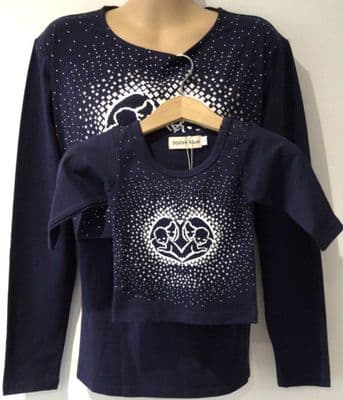 STYLISH MUM NAVY MARY NURSING T-SHIRT SIZE 14 + TWINNING BABY TOP 1m BNWT