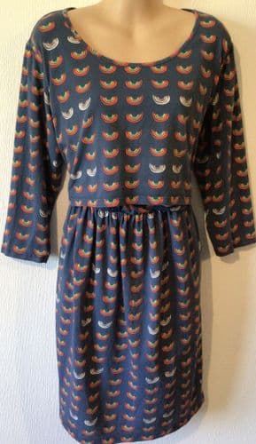 STYLISH MUM NAVY RAINBOW PRINT MATERNITY/NURSING DRESS SIZE 18