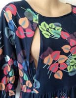 STYLISH MUM NAVY TROPICAL PRINT MATERNITY & NURSING DRESS SIZE 18