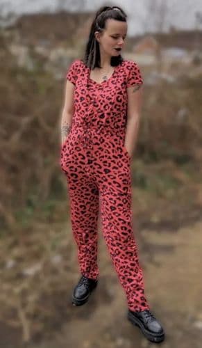 STYLISH MUM OUTLET - CORAL LEOPARD NURSING JUMPSUIT NEW SIZES 14 & 16