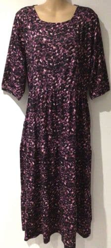 STYLISH MUM PLUM LEOPARD PRINT MIDI NURSING DRESS SIZE 16