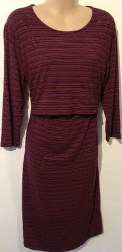 STYLISH MUM RED & NAVY STRIPE MIDI FLAP NURSING DRESS BNWT SIZE 10
