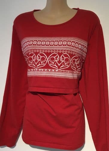 STYLISH MUM RED NURSING CHRISTMAS LONG SLEEVE TOP BNWT SIZE 16