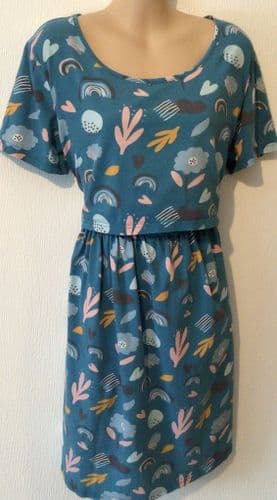 STYLISH MUM TEAL RAINBOW PRINT MATERNITY/NURSING DRESS SIZE 18 (1)