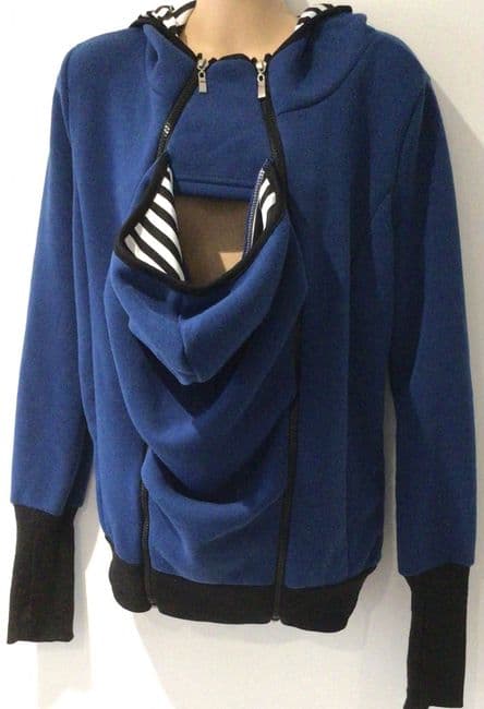 TEAL BLUE HOODED BABY WEARING CARRIER JACKET COAT SIZE L 14