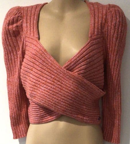 TED BAKER PINK/RED KNITTED WRAP JUMPER SIZE 12/14