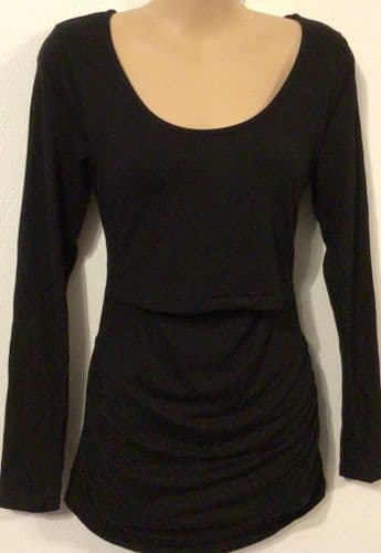 TILBEA BLACK PEEK A BOO BREASTFEEDING LONG SLEEVED TOP BNWT SIZE L 14
