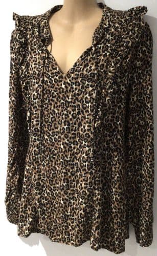 TILBEA BROWN LEOPARD PRINT RUFFLE BREASTFEEDING TOP SIZE XL 16