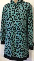 TILBEA MINT GREEN NURSING LEOPARD SWEATER HOODIE DRESS SIZE S 10-12