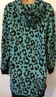 TILBEA MINT GREEN NURSING LEOPARD SWEATER HOODIE DRESS SIZE S 10-12