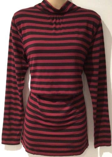 TILBEA NINA STRIPE POLO NECK BREASTFEEDING TOP NEW SIZE L 14
