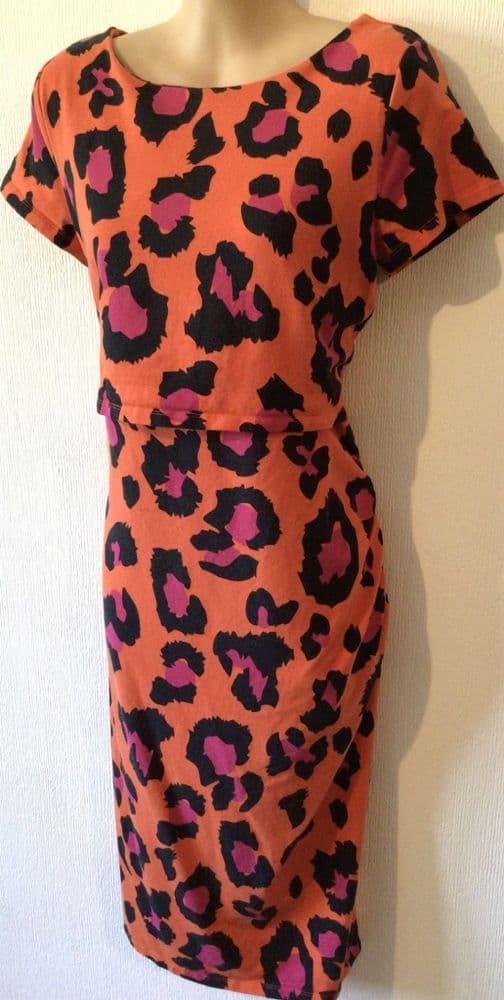 H and m red leopard online print dress
