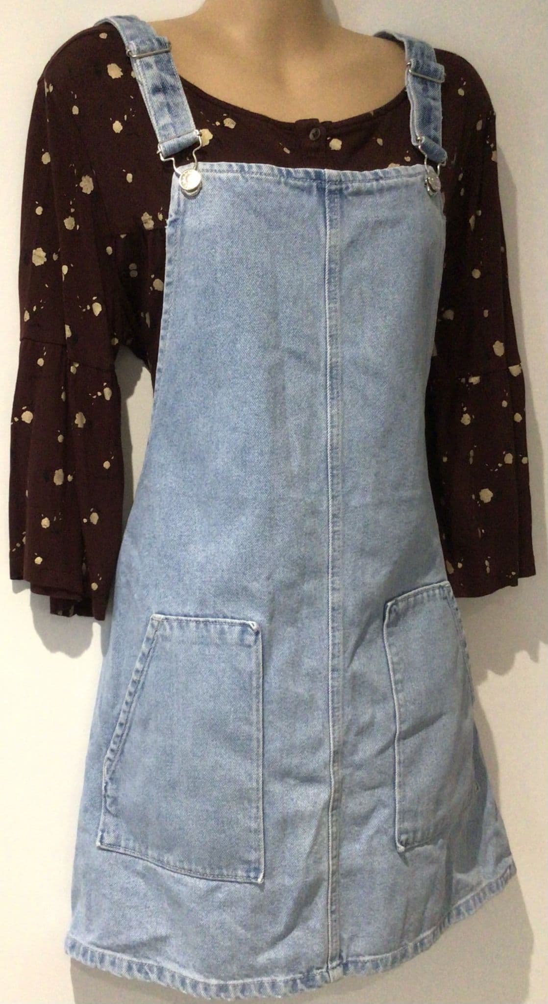 TOPSHOP BLUE DENIM PINAFORE DRESS SIZE 12