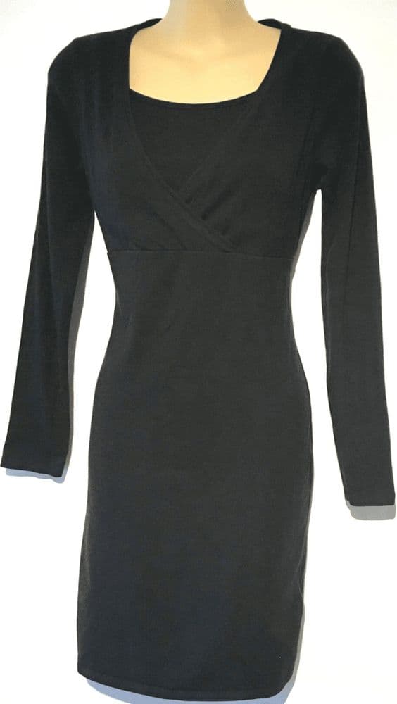 TOPSHOP MATERNITY BLACK NURSING TUNIC JERSEY DRESS SIZE 16