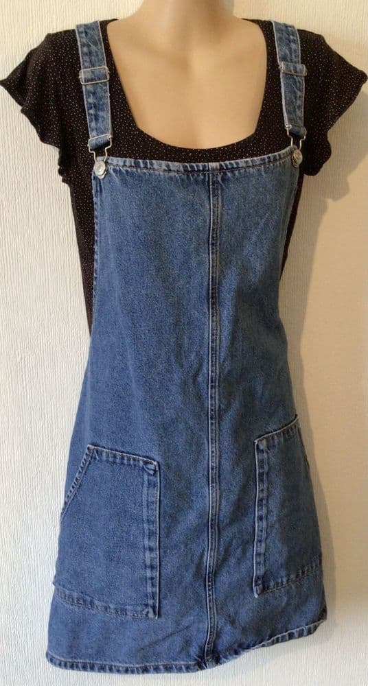topshop denim dungaree dress Topshop denim circle skirted pinafore dress in rich blue