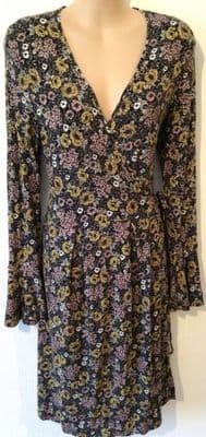 TOPSHOP MATERNITY FLORAL JERSEY WRAP DRESS SIZE UK 12