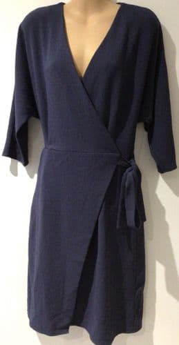 TOPSHOP NAVY BLUE WRAP DRESS BNWT SIZE 12