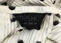 TOPSHOP WHITE PLISSE SPOTTY WRAP LONG SLEEVED DRESS SIZE 12