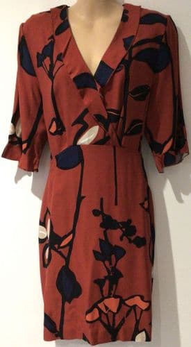 TREND RED FLORAL WRAP CHEST DRESS BNWT SIZE 40 12