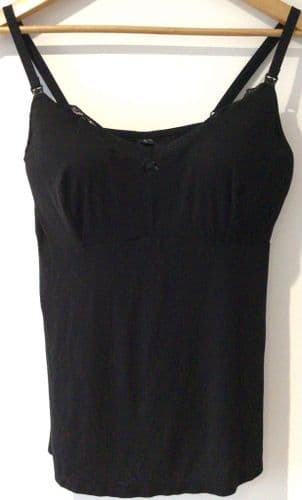 TU BLACK LACE TRIM PYJAMA NIGHTWEAR NURSING VEST TOP SIZE 16
