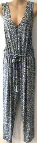 TU BLUE LEMON PRINT ZIP FRONT JUMPSUIT SIZE 16