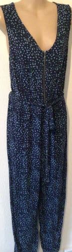 TU BLUE PRINT ZIP FRONT JUMPSUIT BNWT SIZE 16