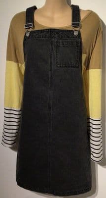 TU CHARCOAL DENIM PINAFORE/DUNGAREE DRESS SIZE 14