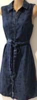 TU DENIM FLORAL SLEEVELESS SUMMER DRESS SIZE 8